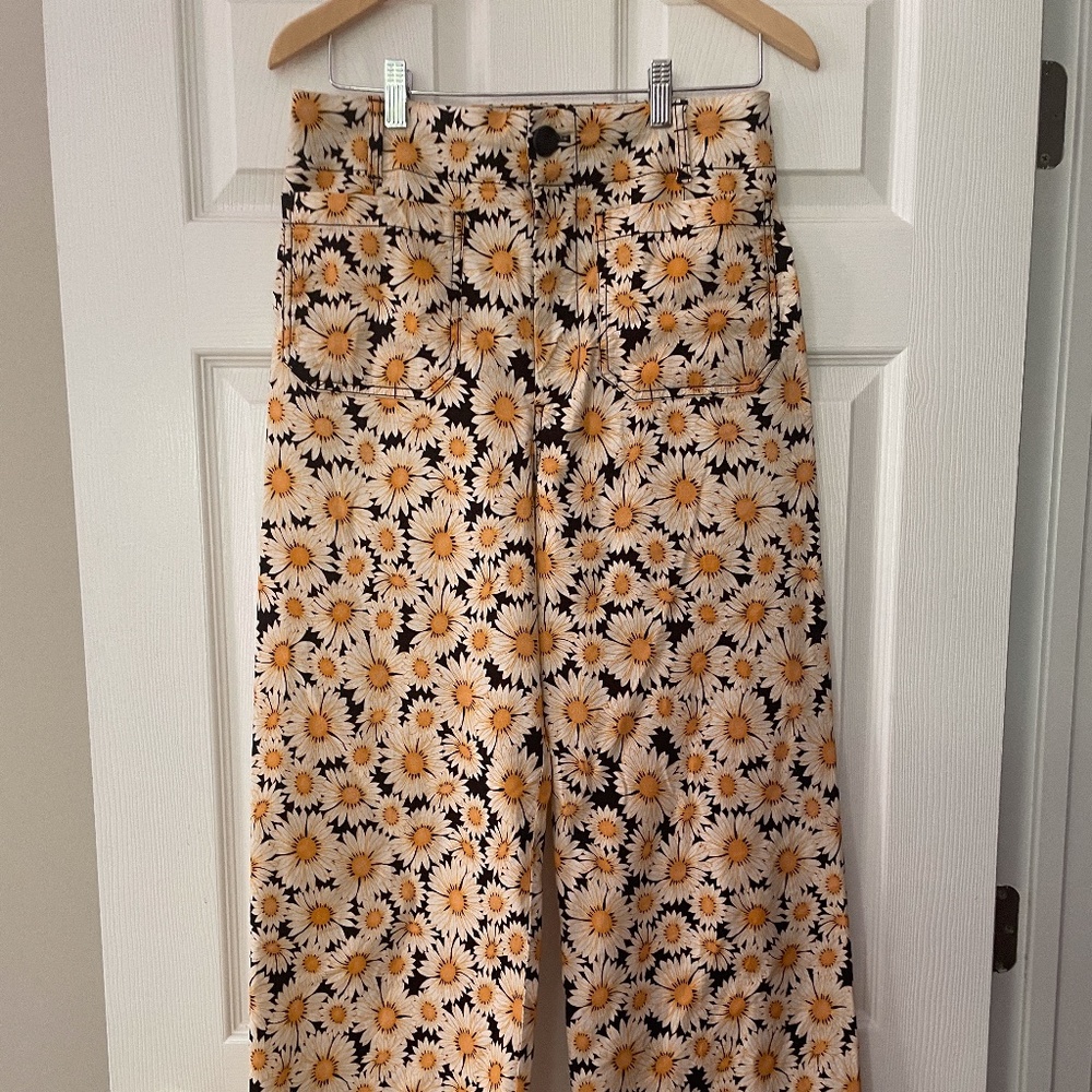 Maeve by Anthropologie Sunflower Cropped Wide-leg Pants